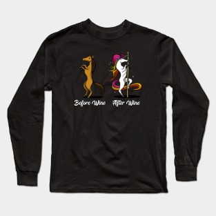 Unicorn Before And After Wine Pole Dancing Long Sleeve T-Shirt